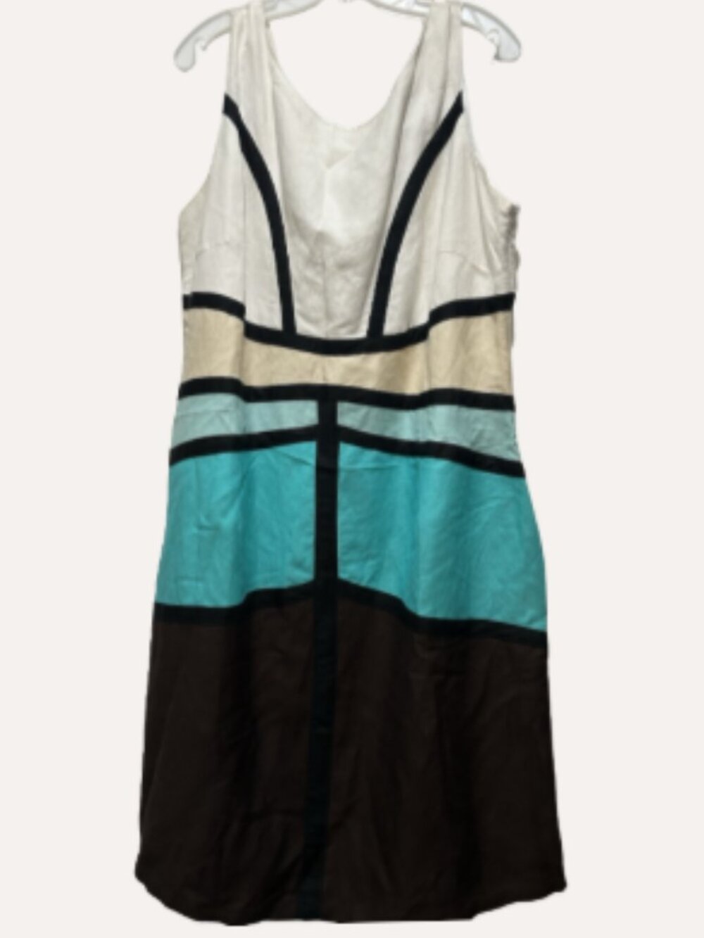 Lino USA Linen Blend Color Block Sleeveless Dress Size 20W